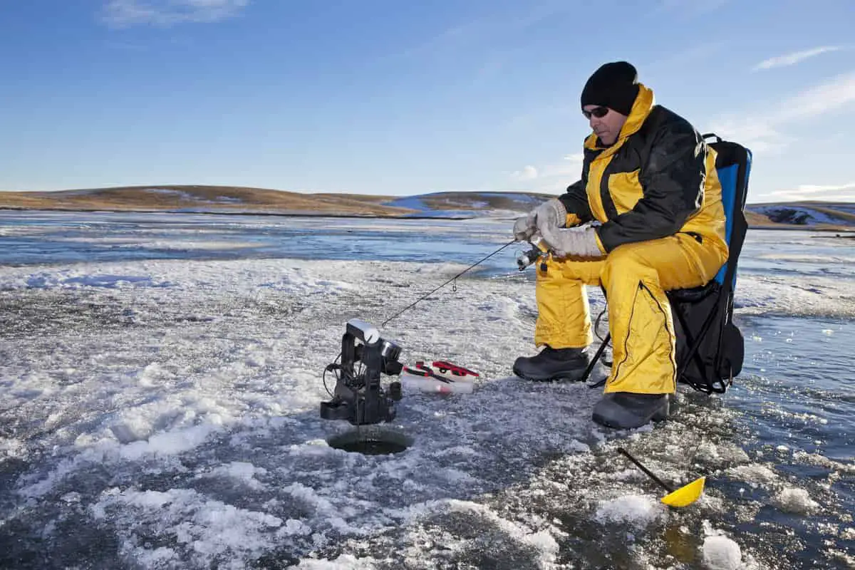 Photo of Man Ice Fishing with Vexilar
